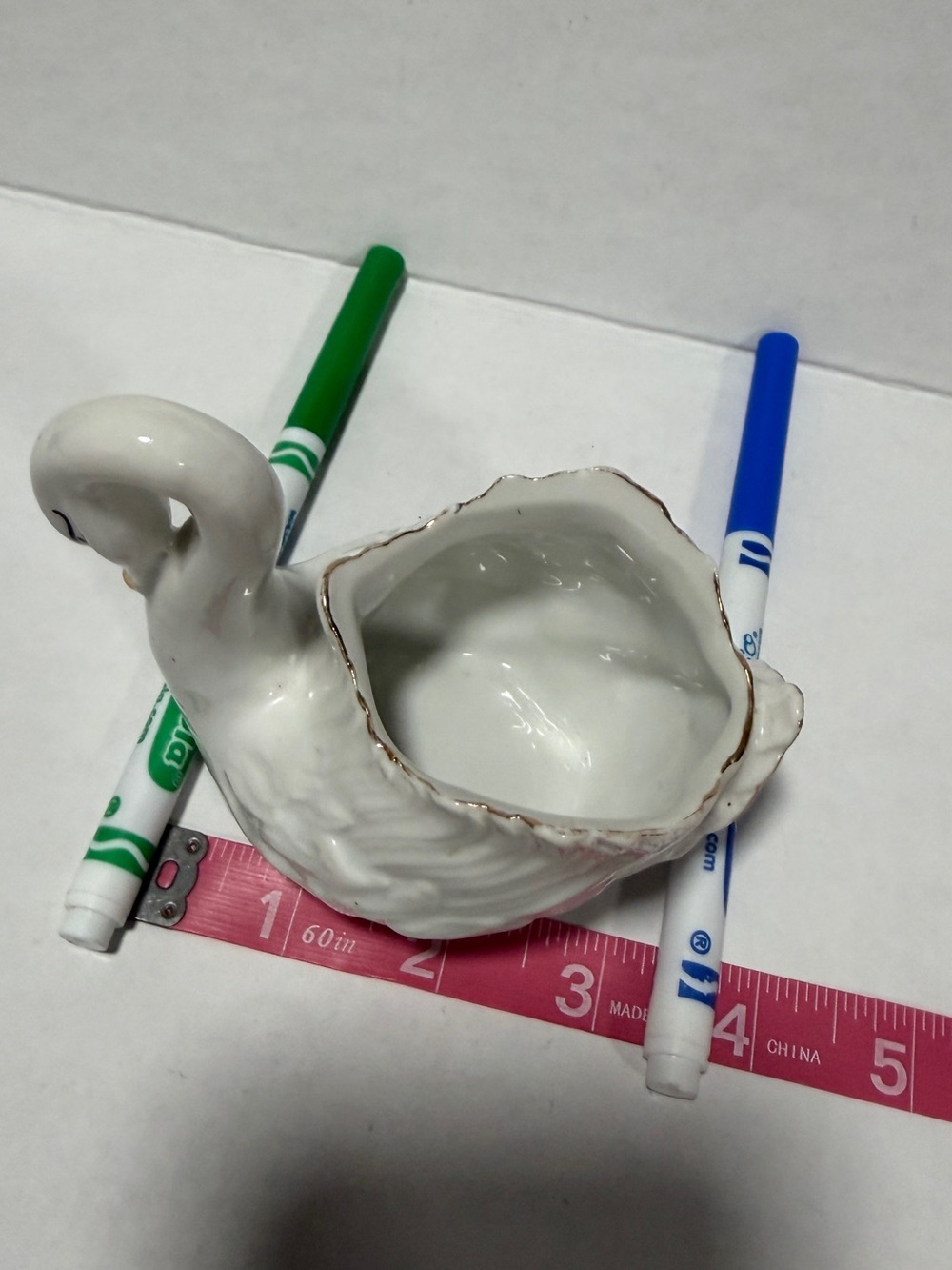 Vintage White Porcelain Swan Dish